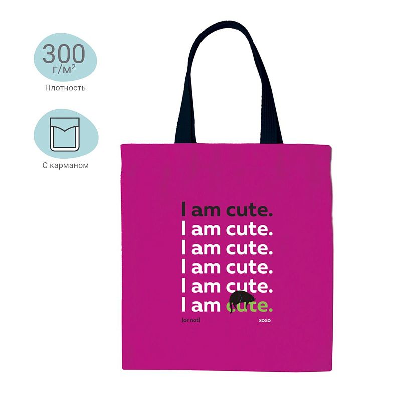 Сумка-шоппер MESHU "Cute", 33*40см, канвас, с карманом 