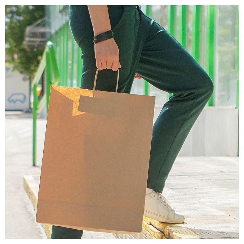 Пакет бумажный "Крафт" с кручеными ручками, 35*15*45см, 70г/м2