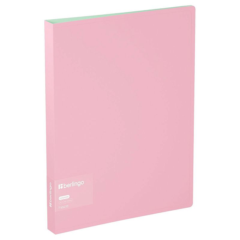 Папка на 4 кольцах Berlingo "Haze" A4, 24мм, 600мкм, D-кольца, с внутр. карманом, розовая, софт-тач