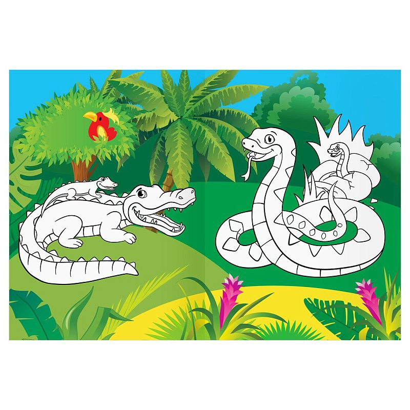 Раскраска с цв. фоном А4, 16 стр., ТРИ СОВЫ "Мамы и малыши"