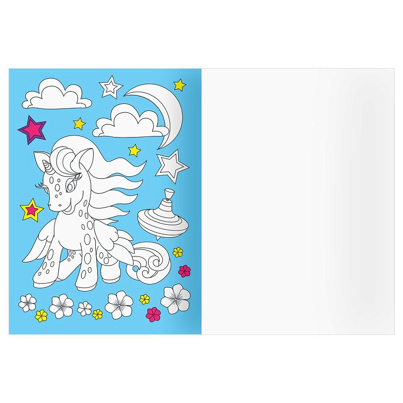 Раскраска с цв. фоном А4, 16 стр., ТРИ СОВЫ "Страна единорожек"