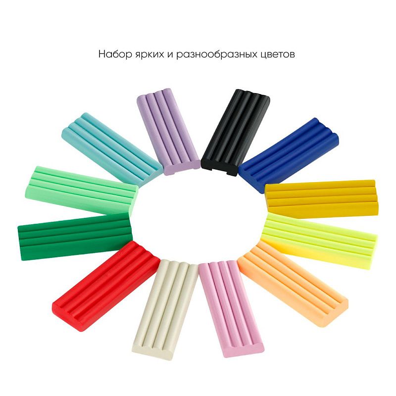 Пластилин Гамма "Оранжевое солнце", 12 цветов (6 классич., 6 пастельных), 168г, со стеком, картон. упаковка