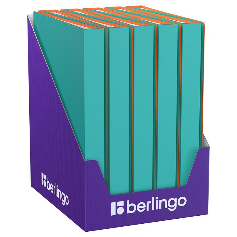 Папка с 60 вкладышами Berlingo "Soft Touch Pro", 30мм, 700мкм, с внутр. карманом, бирюзовая, внутр. оранжевая, софт-тач 