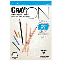 Скетчбук - блокнот 50л., А5 Clairefontaine "Cray ON", на склейке, мелкозерн., 120г/м2