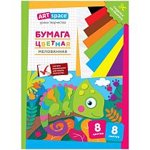 Цветная бумага мелованная А4, ArtSpace, 8л., 8цв., "Хамелеон"