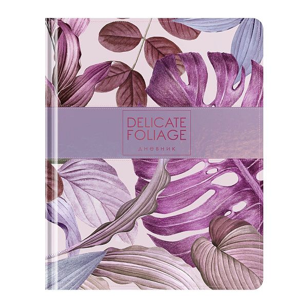 УЦЕНКА-Дневник 1-11 кл.48л.(твердый) Greenwich Line"Tropical leaves",иск.кожа,комбинация мат-ов,УФ-печать,тисн. фольгой, тон. блок, ляссу (осн 348075)
