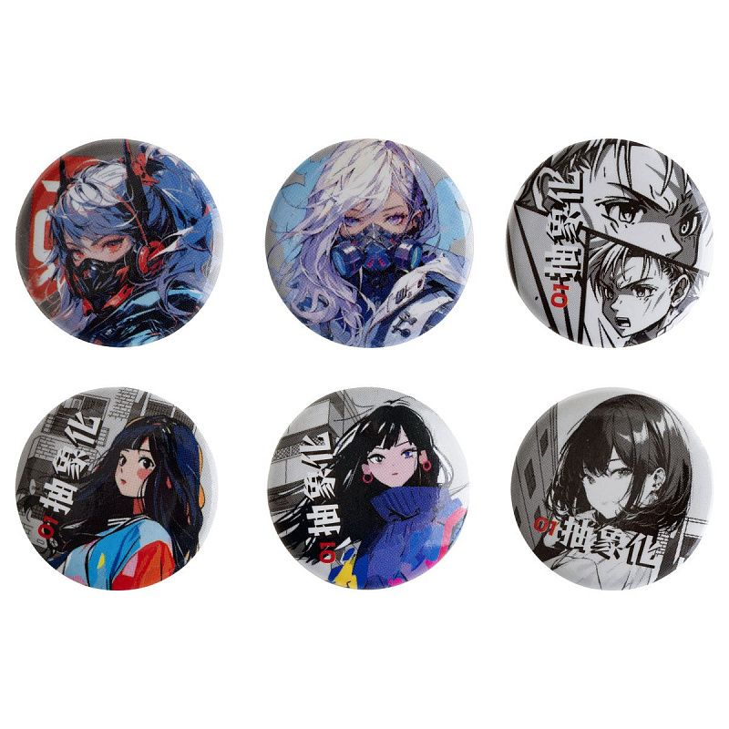 Набор металлических значков MESHU "Anime", 6шт