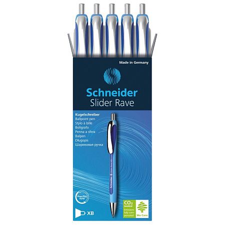 Ручка шариковая автоматическая Schneider "Slider Rave" синяя, 1,4мм 