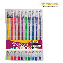 Набор гелевых ручек Crown "Hi-Jell Color" 10шт., 10цв., ПВХ уп., европодвес