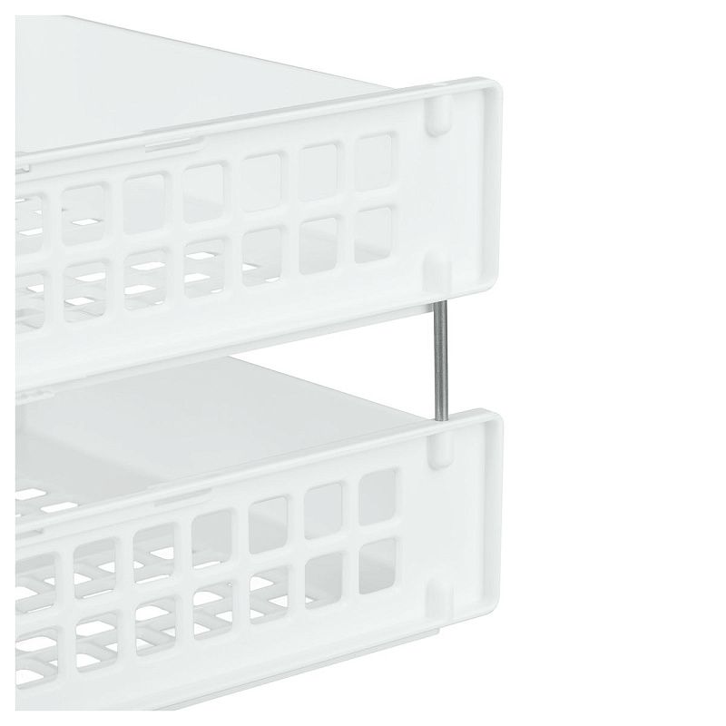 Лоток для бумаг горизонтальный СТАММ "Strong", набор 2шт., на метал. стержнях, белый