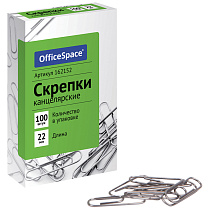 Скрепки 22мм, OfficeSpace, 100шт., карт. упаковка