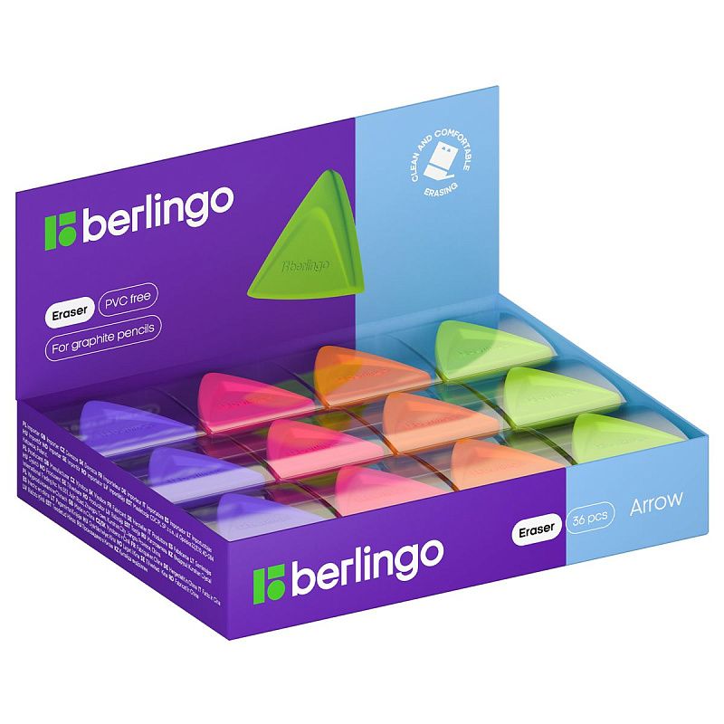 Ластик Berlingo "Arrow", треугольный, термопластичная резина, 40*35*10мм 