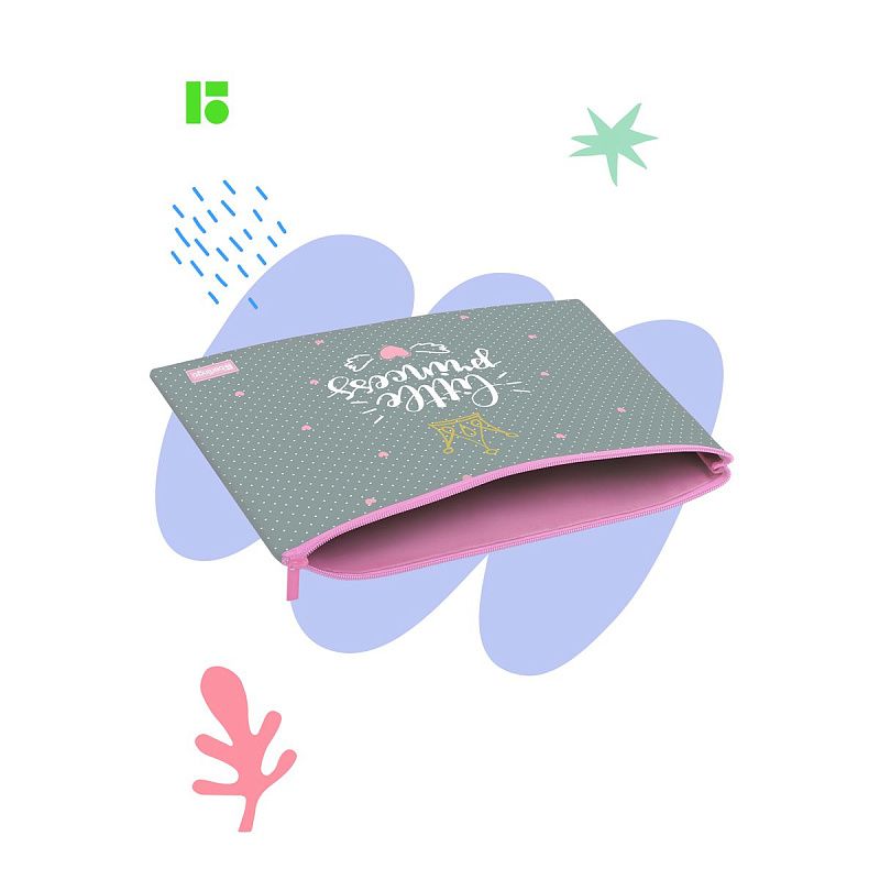 УЦЕНКА - Папка текстильная 1 отделение, А4 Berlingo "Princess", 335*245мм, полиэстер, на молнии (осн 352015) 