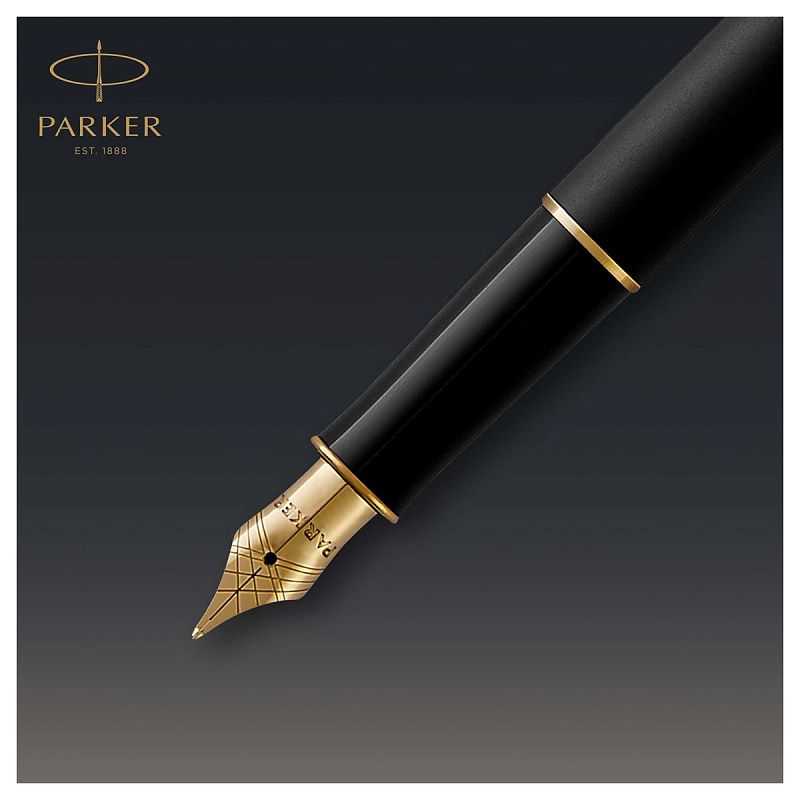 Ручка перьевая Parker "Sonnet Matte Black GT" 0,8мм, подарочная упаковка 