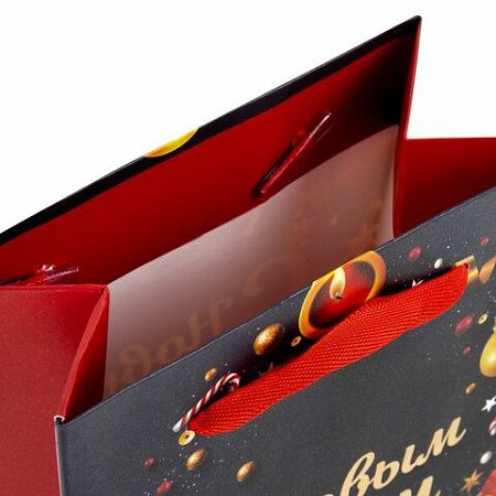 Пакет подарочный (1 штука) новогодний 11x6x15 см, ЗОЛОТАЯ СКАЗКА "New Year", фольга, 608228