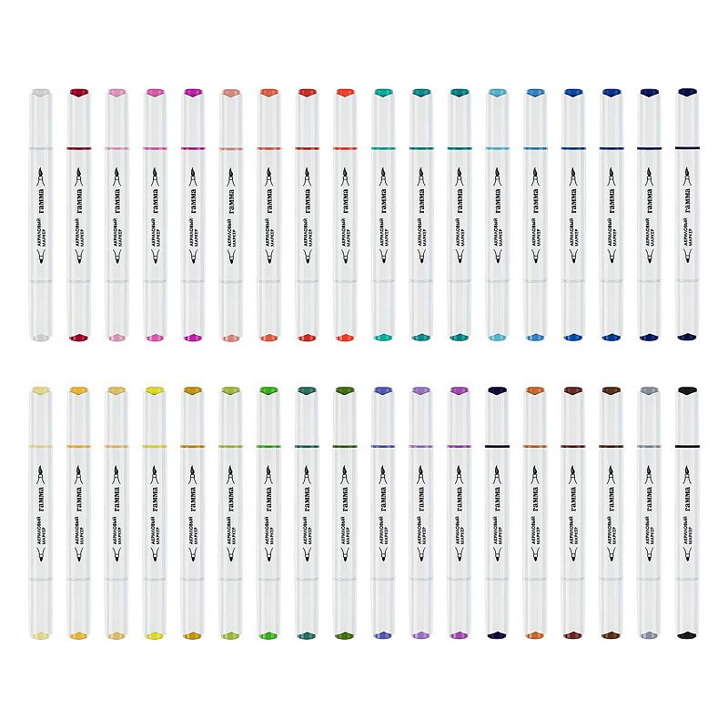 Маркеры акриловые Гамма "Классические", 36 цв., двусторонние, пластик.бокс