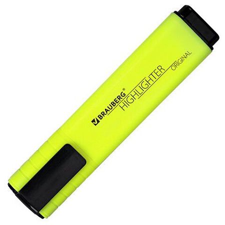 Текстовыделитель BRAUBERG "ORIGINAL NEON", ЖЕЛТЫЙ, линия письма 1-5 мм, 152211 