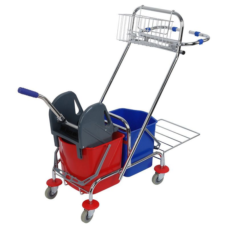 УЦЕНКА - Тележка уборочная OfficeClean Professional 2 секции, 15л, отжим, корзина, держ. д/мусор. мешка (осн 375549)