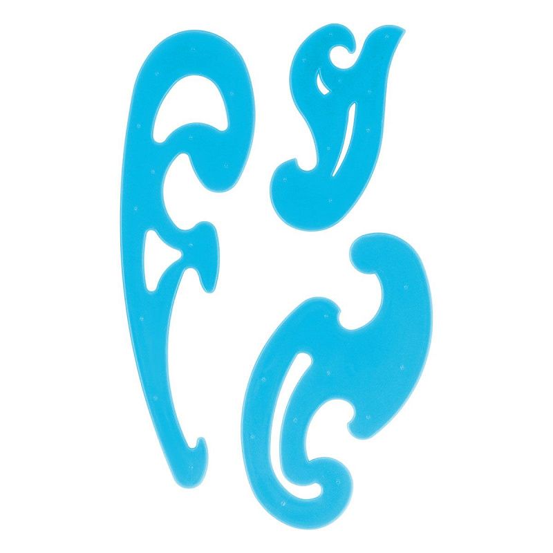 Набор лекал СТАММ, 3шт. (25см, 17см, 12см), пластиковый, прозрачный, неоновые цвета, ассорти, европодвес 