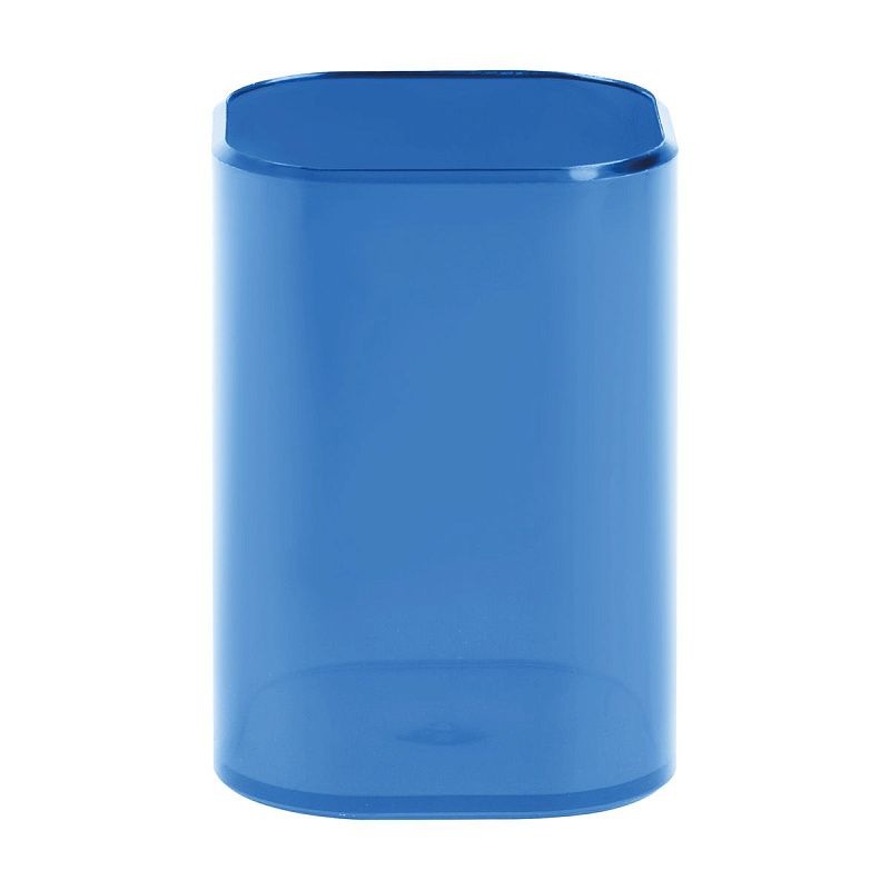 Подставка-стакан СТАММ "Фаворит", пластиковая, квадратная, тонированная синяя