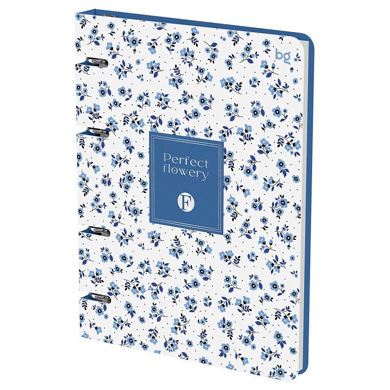 Тетрадь на кольцах А5, 120л., BG "Цветочки", картон, матовая ламинация, тиснение фольгой