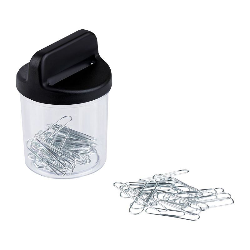 Скрепочница магнитная СТАММ, 50 никелированных скрепок, прозрачный корпус, картонная коробка