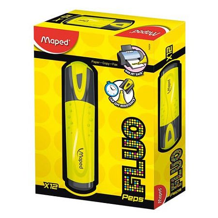 Текстовыделитель MAPED (Франция) "Fluo Pep's Classic", ЖЕЛТЫЙ, линия 1-5 мм, 742534 