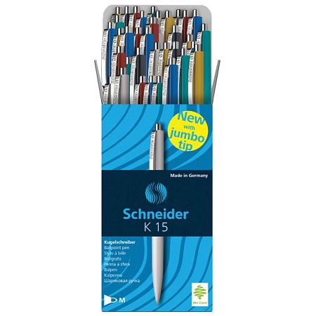 Ручка шариковая автоматическая Schneider "K15" синяя, 1,0мм, корпус ассорти, ш/к 