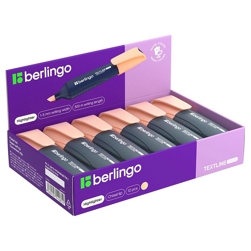 Текстовыделитель Berlingo "Textline HP200" пастельный цвет, абрикос, 1-5мм 
