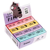 Ластик MESHU "Live, Love, Meow", термопластичная резина, 37*24*11мм