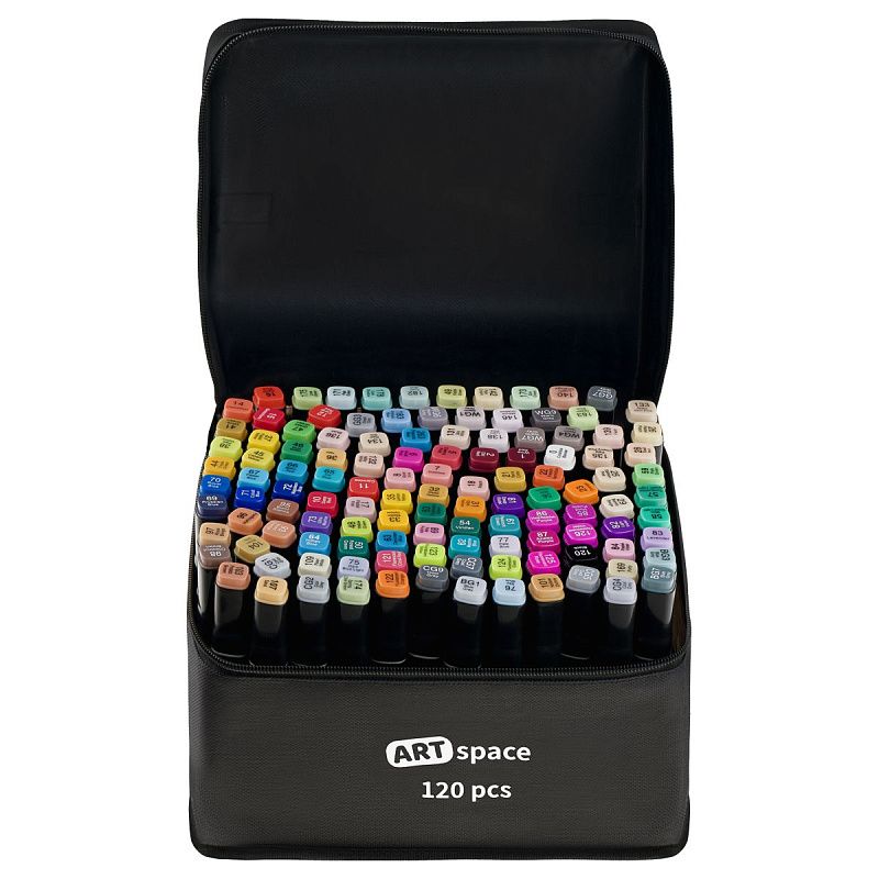 Набор двусторонних маркеров для скетчинга ArtSpace 120цв., основные цвета, пулевид./скош.