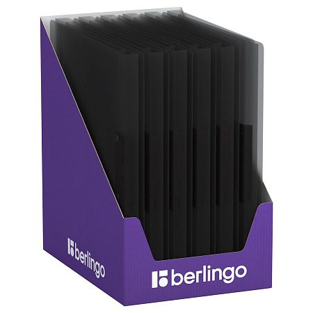 Папка с зажимом Berlingo "No Secret", 17мм, 700мкм, полупрозрачная черная, с внутр. карманом 