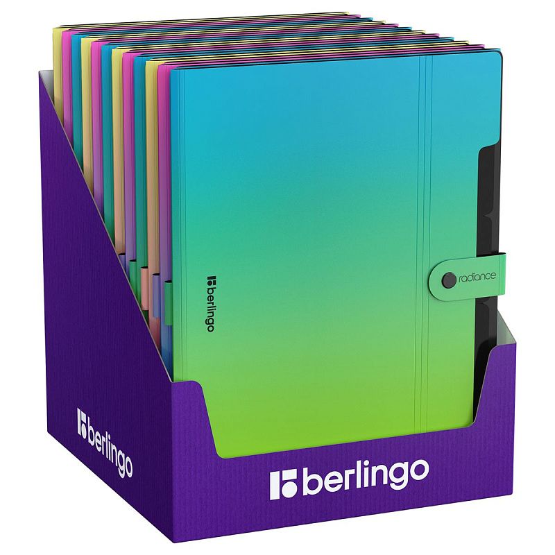 Папка 5 отделений Berlingo "Radiance", А4, 600мкм, на кнопке, ассорти 
