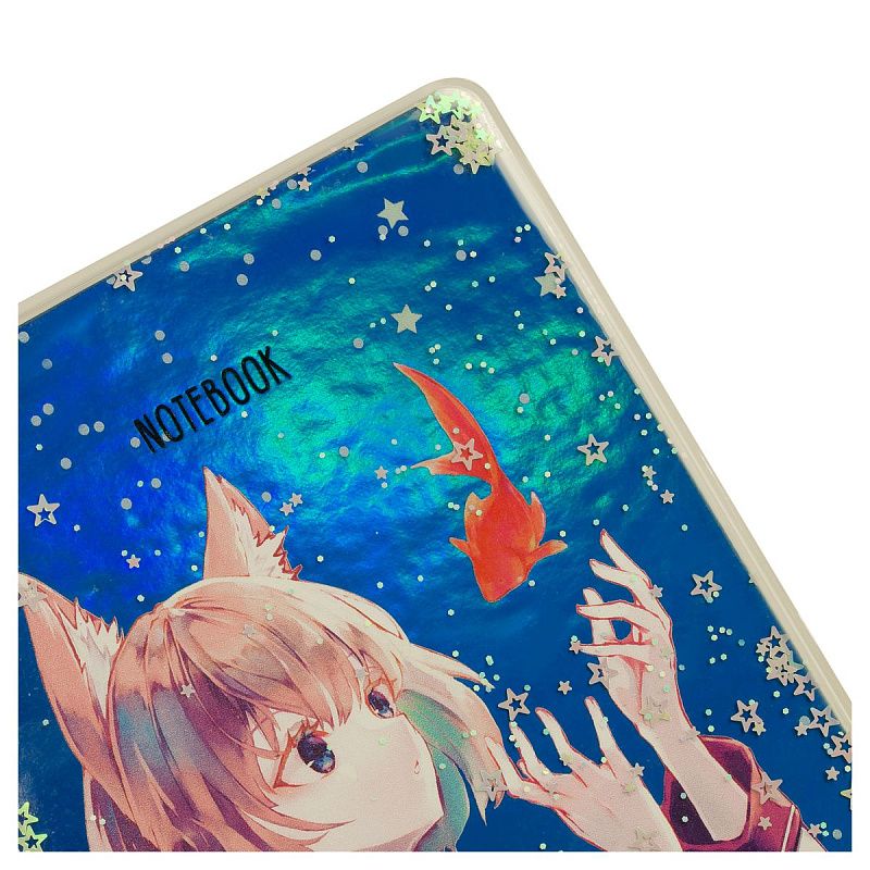 Записная книжка А5 80л., ЛАЙТ, кожзам, MESHU "Magic world", съемная пластиковая обложка, глиттер, голография, блок в линию