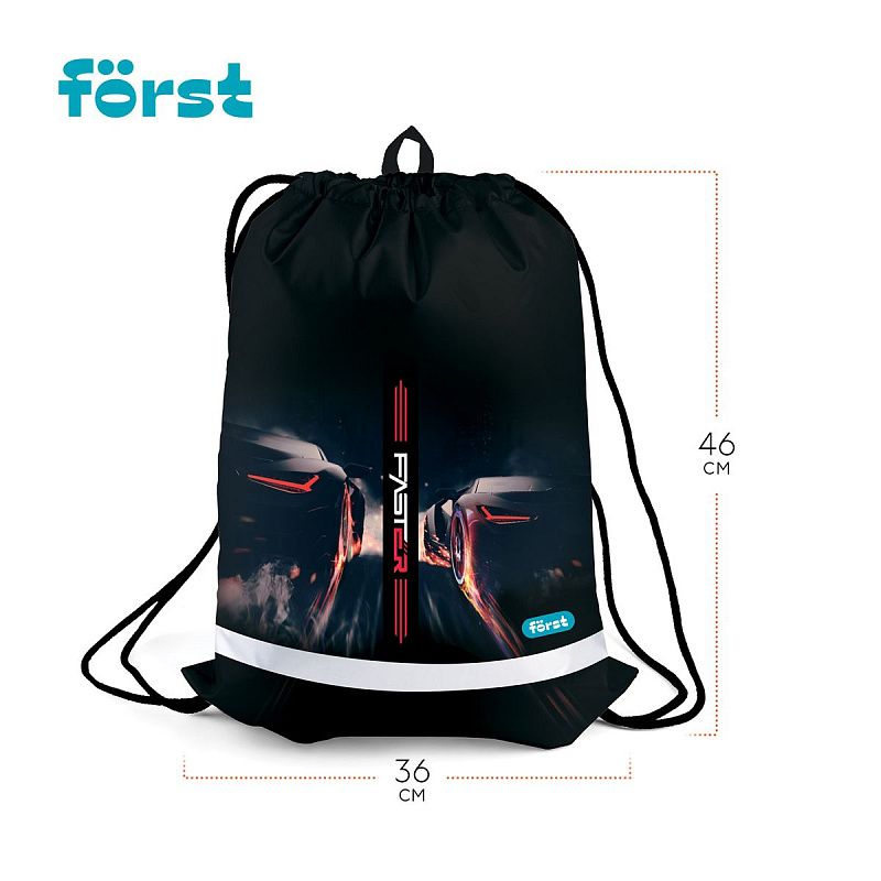 Мешок для обуви 1 отделение Först "Faster", 360*460мм, вентиляционная сеточка, светоотражающая полоса 