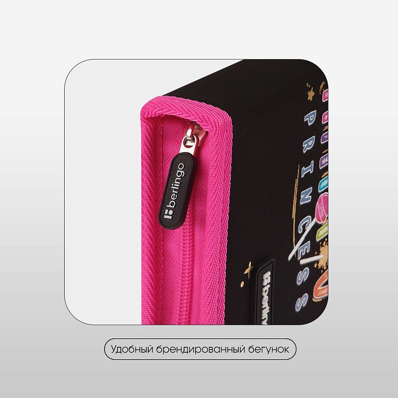 Пенал 1 отделение, 200*140*40 Berlingo "Candy Princess", дополнительная откидная секция, полиэстер 