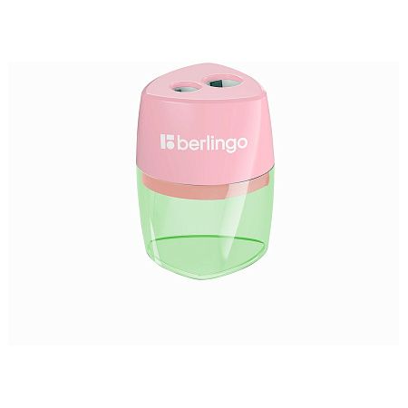 Точилка пластиковая Berlingo "Haze XL", с контейнером, 2 отверстия, ассорти 