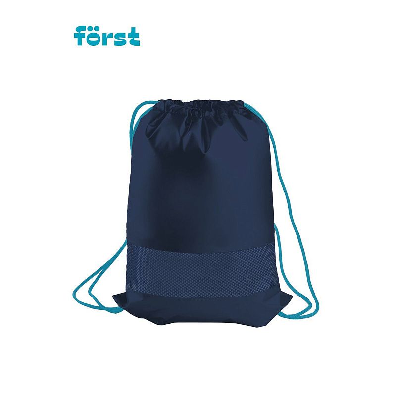 Мешок для обуви 1 отделение Först "Blue hedgehog", 350*460мм, вентиляционная сеточка, светоотражающая лента, карман на молнии 