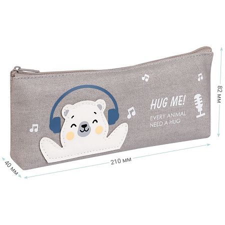 Пенал мягкий 210*82*40 MESHU "Happy bear", канвас 