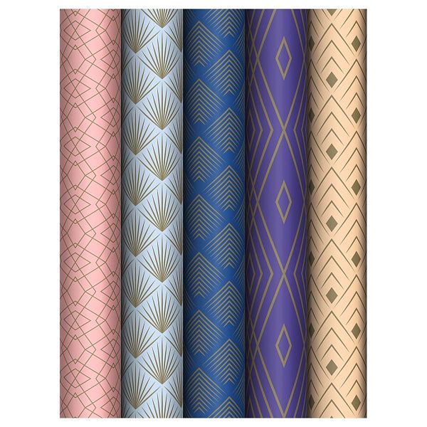 Упаковочная бумага глянц. 70*100см, MESHU "Strict lines", 80 г/м2, ассорти, 5 дизайнов