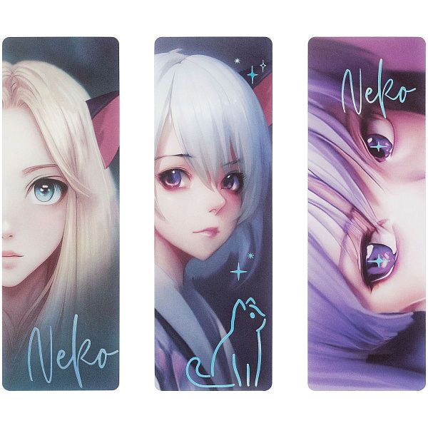 Закладки для книг, 3шт., MESHU "Neko girl"