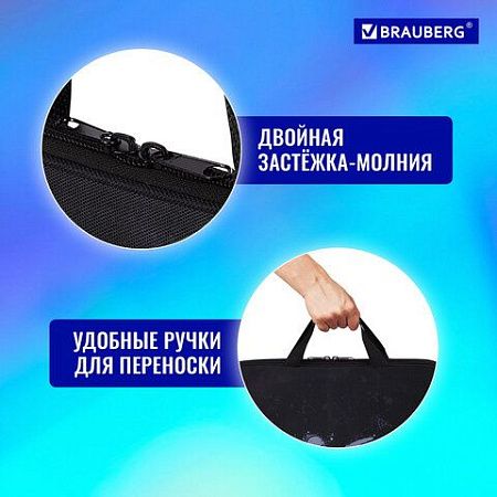 Папка на молнии с ручками BRAUBERG А4, 1 отделение, полиэстер, 20 мм, "Don't be afraid", 271478 