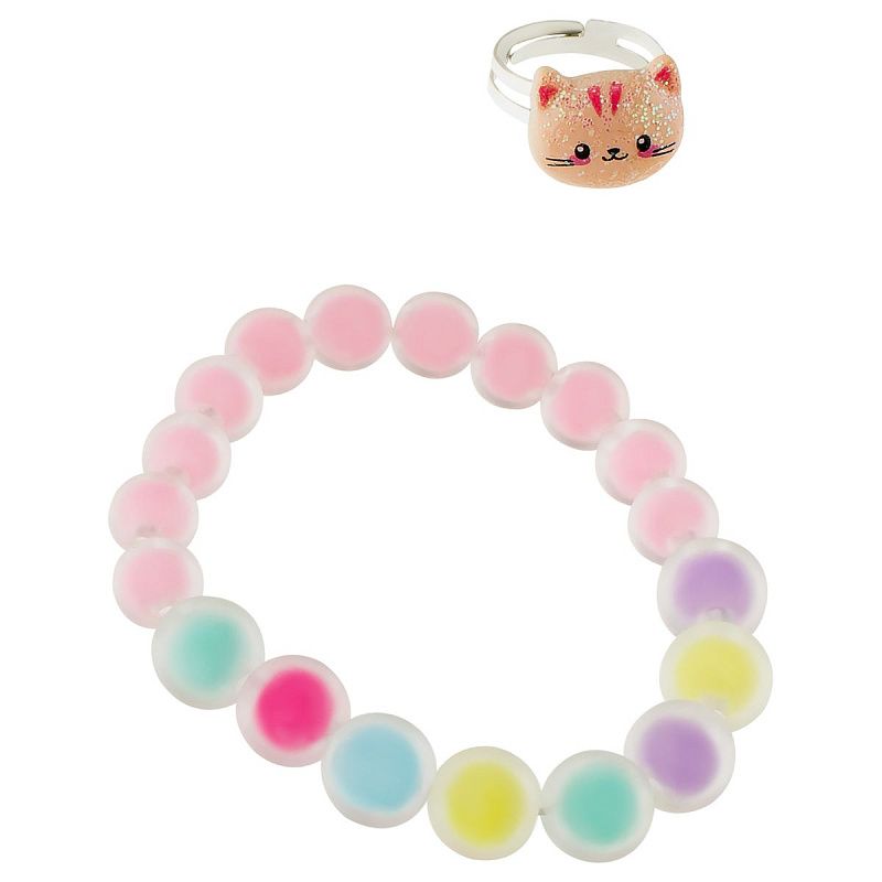 Набор украшений MESHU "Kitty", бижутерия, кольцо, браслет, бусики с подвеской, европодвес