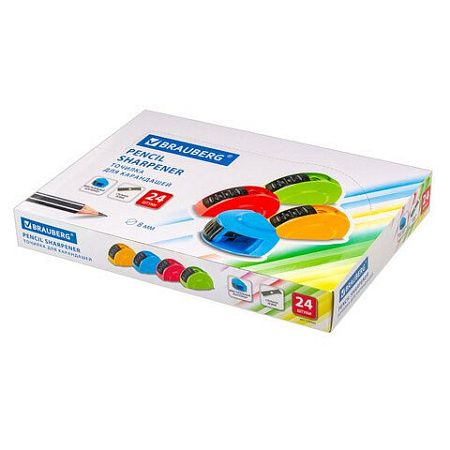 Точилка BRAUBERG "Roll", с контейнером, пластиковая, корпус ассорти, 228464 