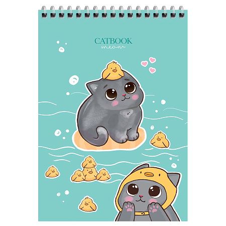 Блокнот А5 60л. на гребне MESHU "Cat Book", пластиковая обложка