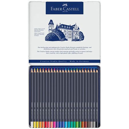 Карандаши цветные Faber-Castell "Goldfaber", 24цв., круглые, заточен., метал. коробка