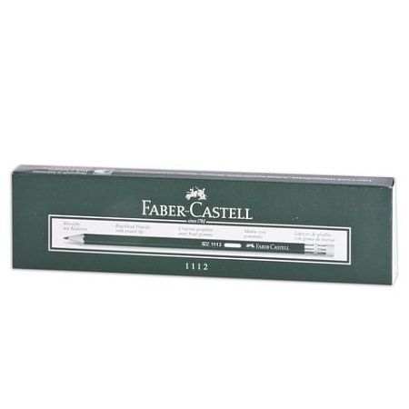 Карандаш чернографитный FABER-CASTELL, 1 шт., "1112", НВ, с ластиком, корпус черный, 111200 