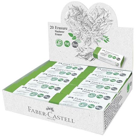 Ластик Faber-Castell "Erasure" PVC-Free & Dust-Free, прямоугольный, картонный футляр, 63*22*13мм, светло-зеленый 