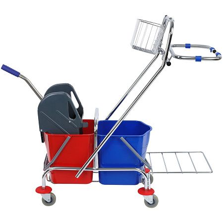 Тележка уборочная OfficeClean Professional 2 секции, 15л, отжим, корзина, держ. д/мусор. мешка