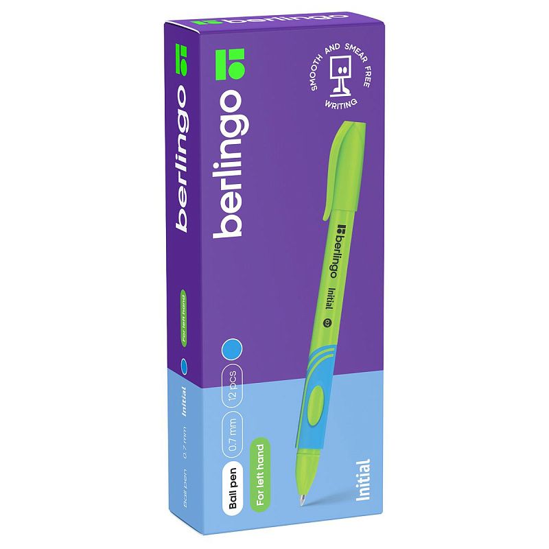 Ручка шариковая Berlingo "Initial", для левшей, светло-синяя, 0,7мм 
